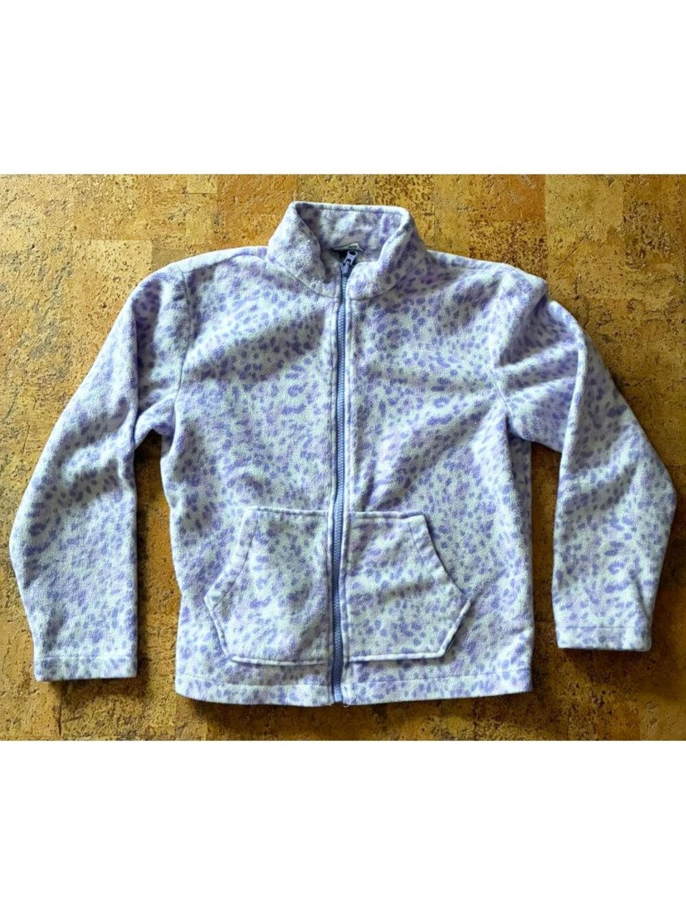 Eddie Bauer Girls Fleece jacket Purple leopard GUC Medium 10/12